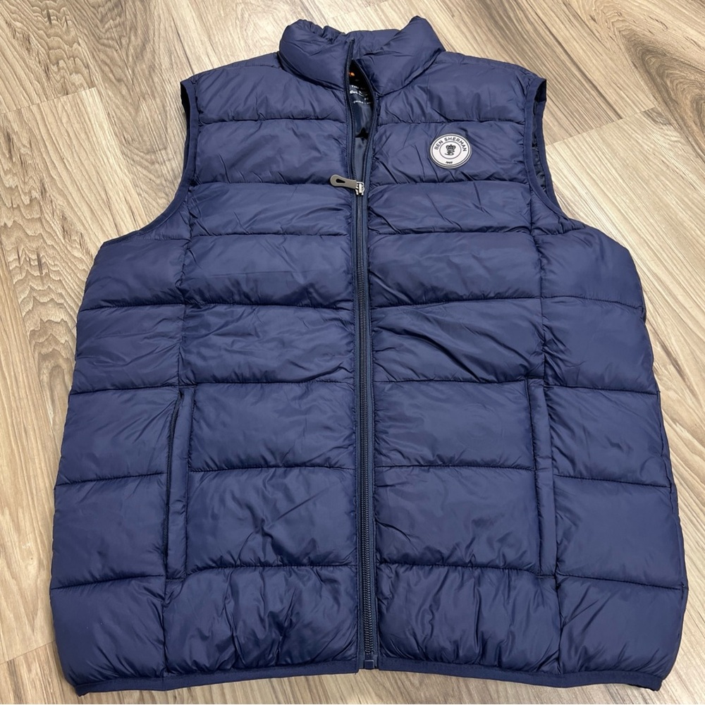 Ben Sherman Puffer Vest Lightweight Zip Quilted Mock Neck Navy Mens Medium $109